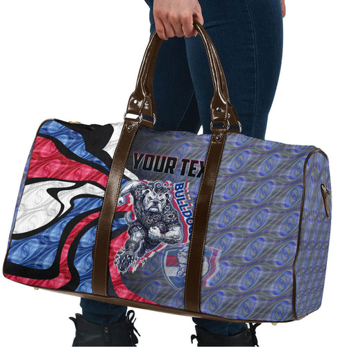 Personalised Western Bulldogs Travel Bag Trippy Psychedelic Abstract Art Mascot Football Fans
