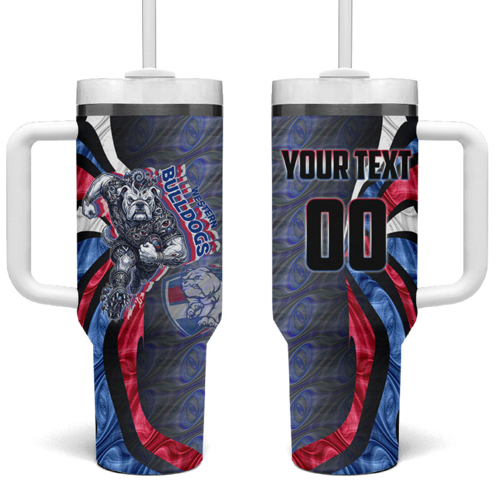 Personalised Western Bulldogs Tumbler With Handle Trippy Psychedelic Abstract Art Mascot Football Fans