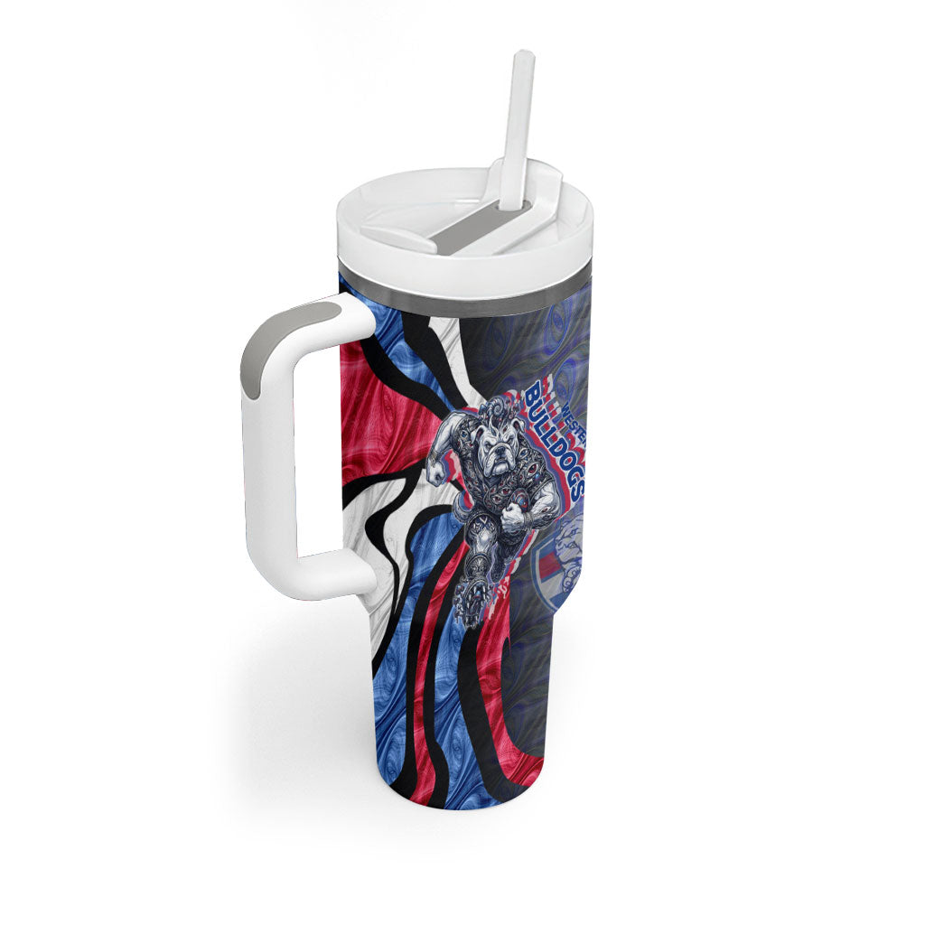 Personalised Western Bulldogs Tumbler With Handle Trippy Psychedelic Abstract Art Mascot Football Fans