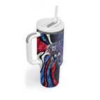 Personalised Western Bulldogs Tumbler With Handle Trippy Psychedelic Abstract Art Mascot Football Fans