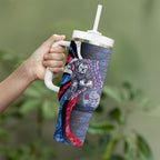 Personalised Western Bulldogs Tumbler With Handle Trippy Psychedelic Abstract Art Mascot Football Fans