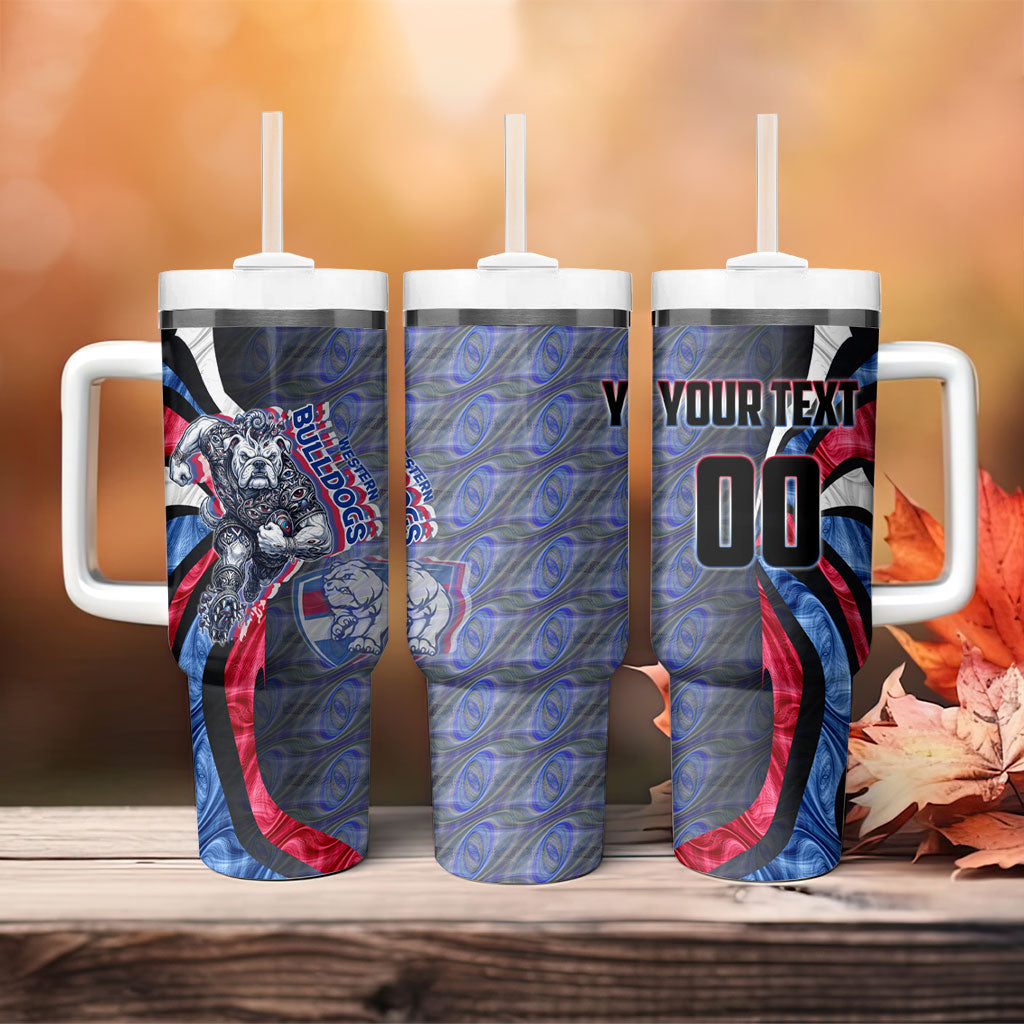 Personalised Western Bulldogs Tumbler With Handle Trippy Psychedelic Abstract Art Mascot Football Fans