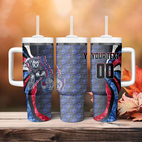 Personalised Western Bulldogs Tumbler With Handle Trippy Psychedelic Abstract Art Mascot Football Fans