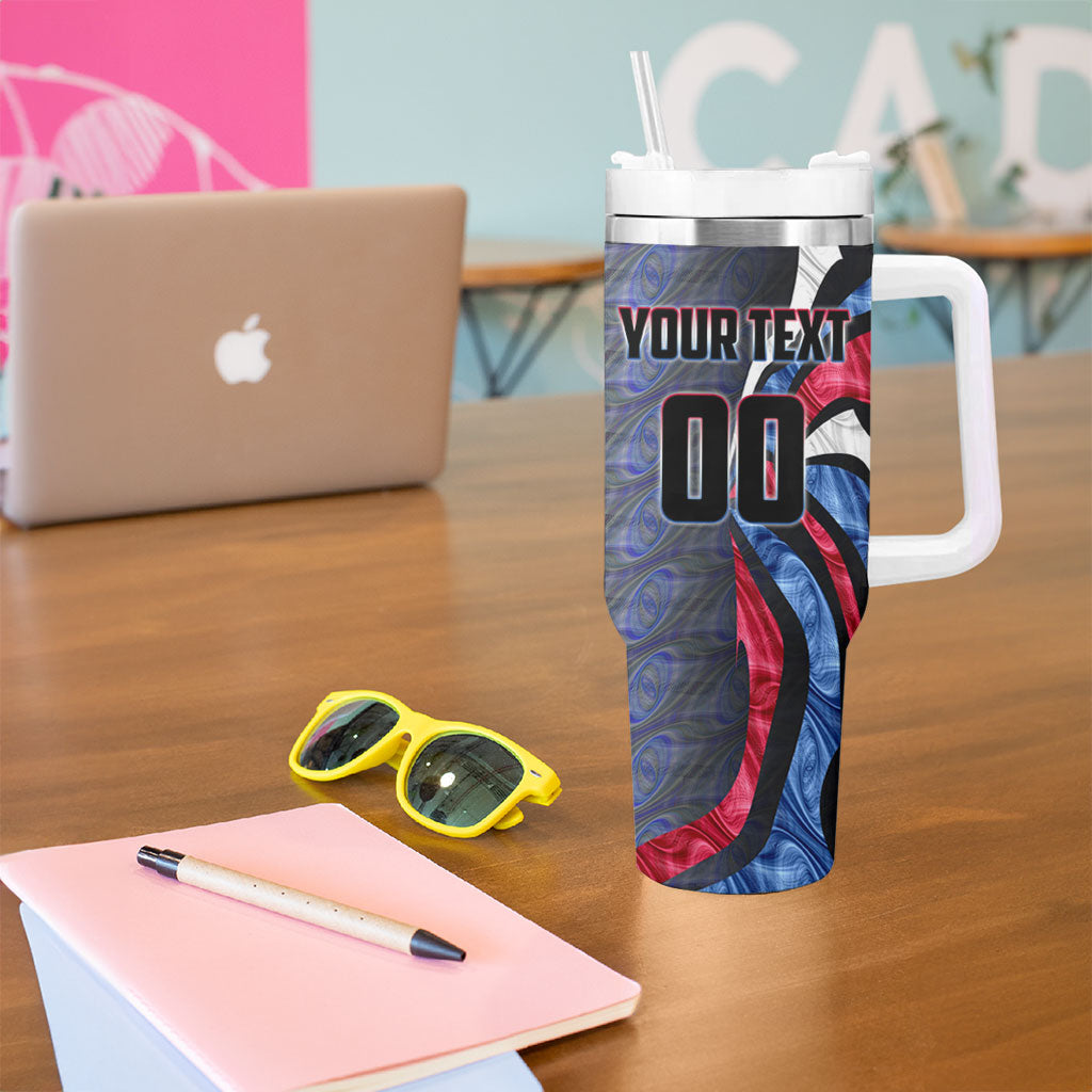 Personalised Western Bulldogs Tumbler With Handle Trippy Psychedelic Abstract Art Mascot Football Fans