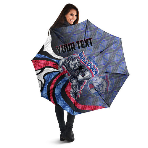 Personalised Western Bulldogs Umbrella Trippy Psychedelic Abstract Art Mascot Football Fans