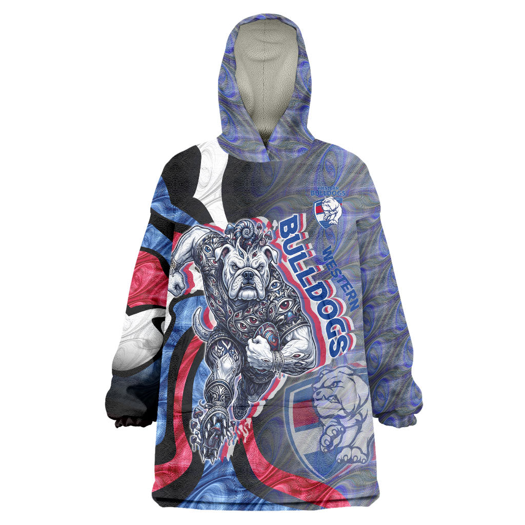 Personalised Western Bulldogs Wearable Blanket Hoodie Trippy Psychedelic Abstract Art Mascot Football Fans