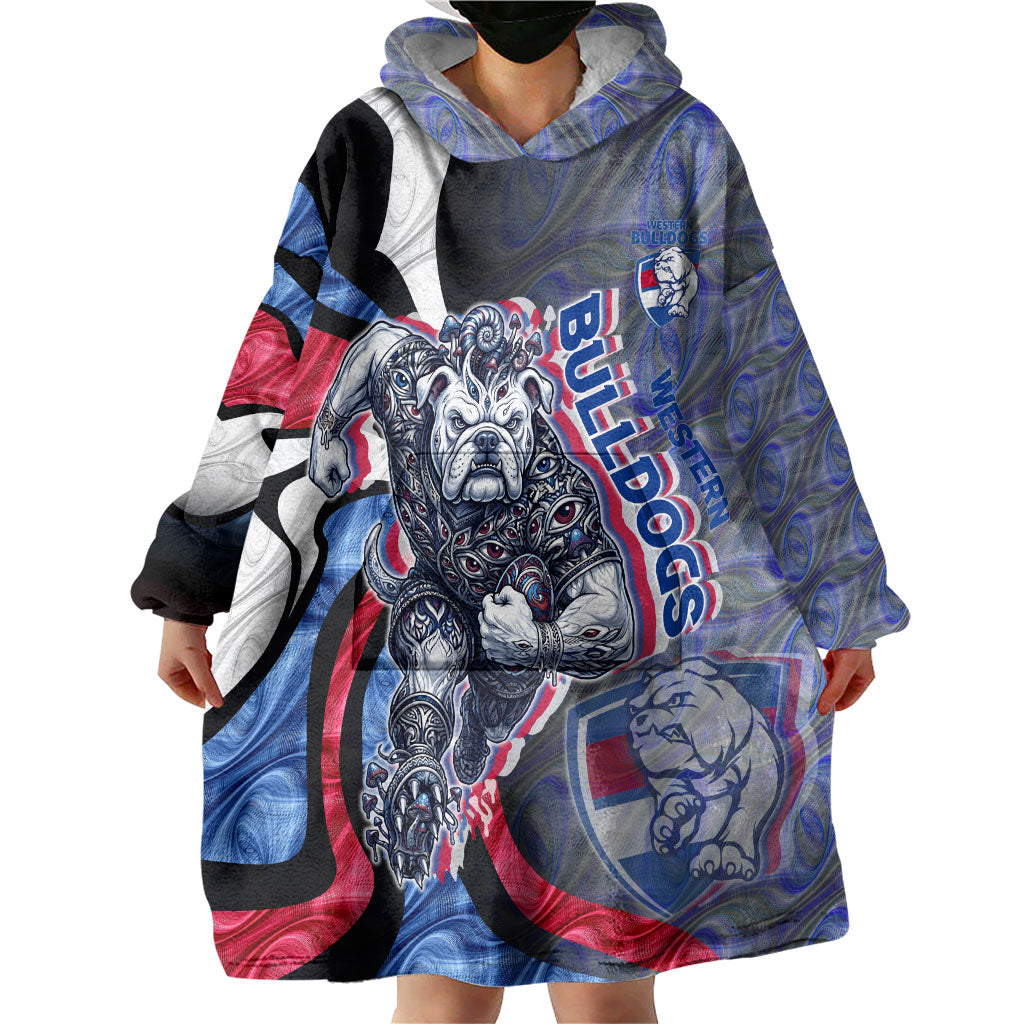 Personalised Western Bulldogs Wearable Blanket Hoodie Trippy Psychedelic Abstract Art Mascot Football Fans