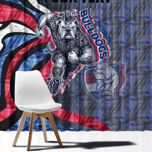 Personalised Western Bulldogs Window Curtain Trippy Psychedelic Abstract Art Mascot Football Fans