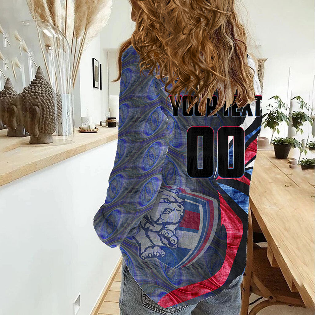 Personalised Western Bulldogs Women Casual Shirt Trippy Psychedelic Abstract Art Mascot Football Fans