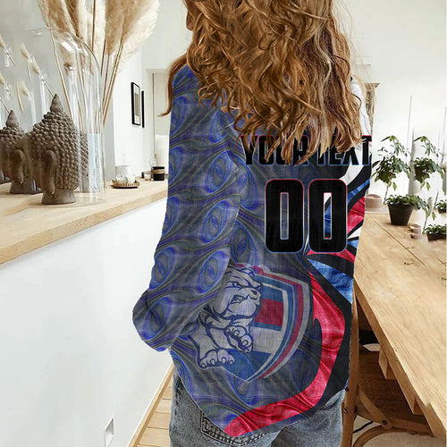 Personalised Western Bulldogs Women Casual Shirt Trippy Psychedelic Abstract Art Mascot Football Fans