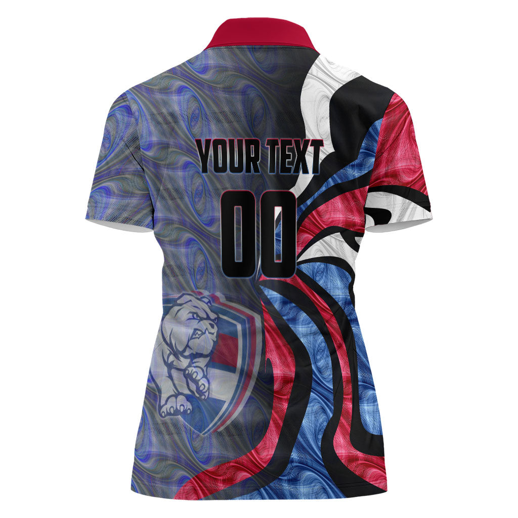 Personalised Western Bulldogs Women Polo Shirt Trippy Psychedelic Abstract Art Mascot Football Fans
