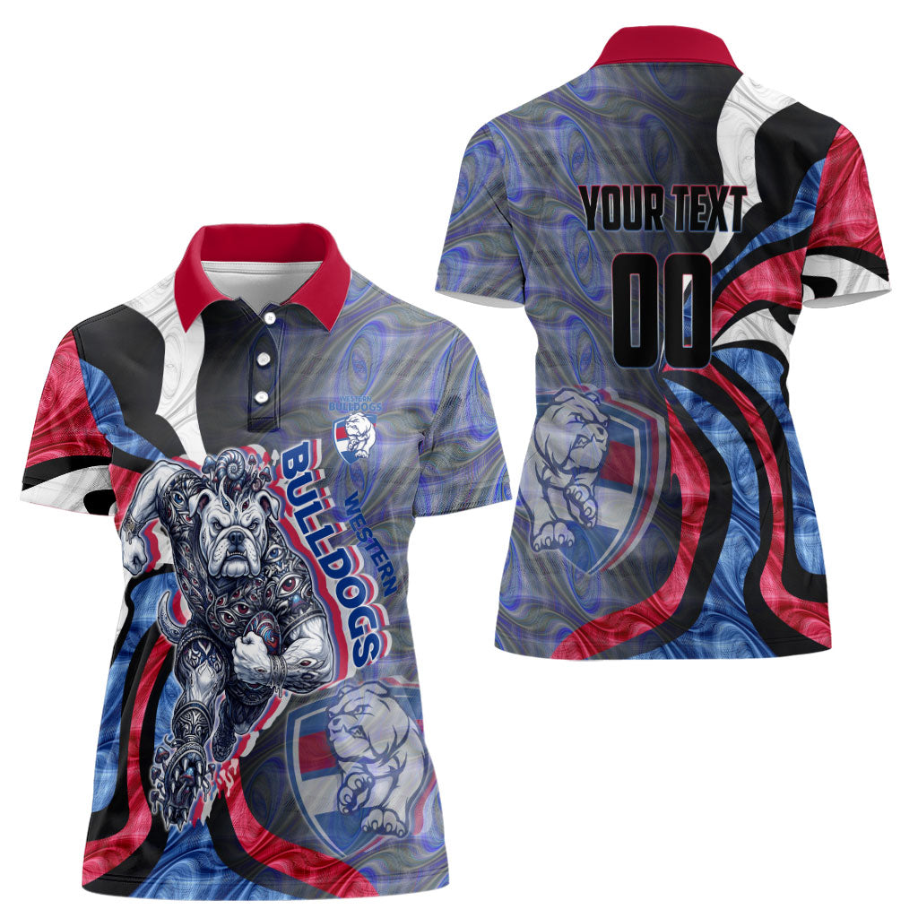 Personalised Western Bulldogs Women Polo Shirt Trippy Psychedelic Abstract Art Mascot Football Fans