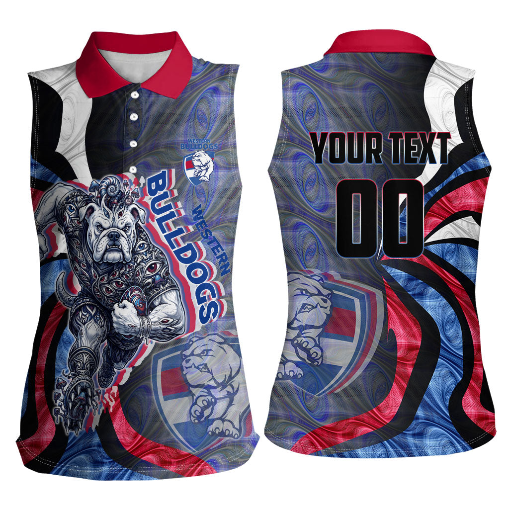 Personalised Western Bulldogs Women Sleeveless Polo Shirt Trippy Psychedelic Abstract Art Mascot Football Fans
