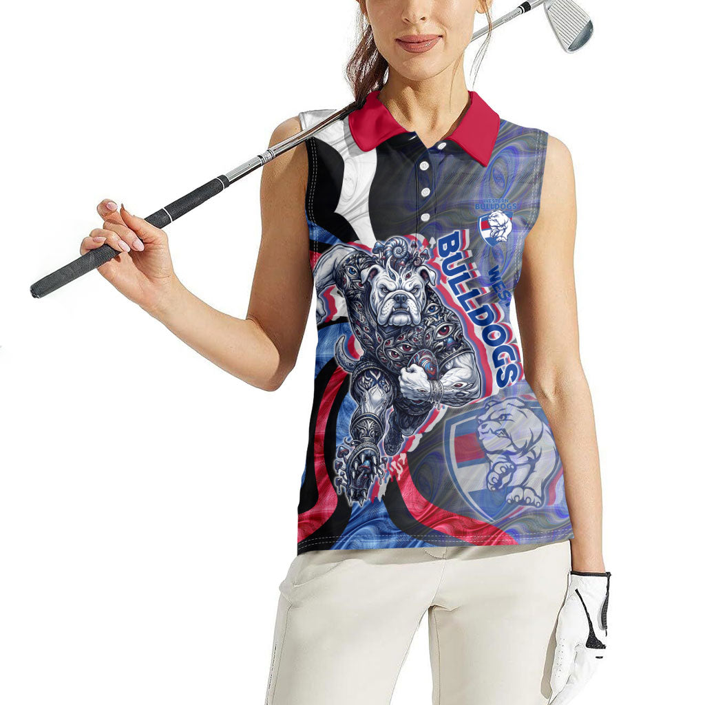 Personalised Western Bulldogs Women Sleeveless Polo Shirt Trippy Psychedelic Abstract Art Mascot Football Fans