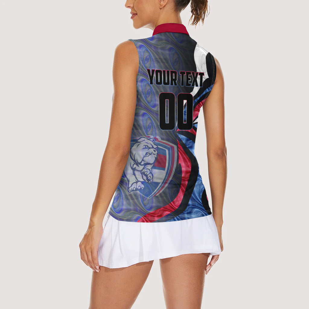 Personalised Western Bulldogs Women Sleeveless Polo Shirt Trippy Psychedelic Abstract Art Mascot Football Fans