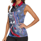Personalised Western Bulldogs Women Sleeveless Polo Shirt Trippy Psychedelic Abstract Art Mascot Football Fans