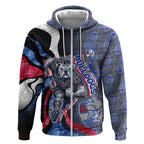Personalised Western Bulldogs Zip Hoodie Trippy Psychedelic Abstract Art Mascot Football Fans