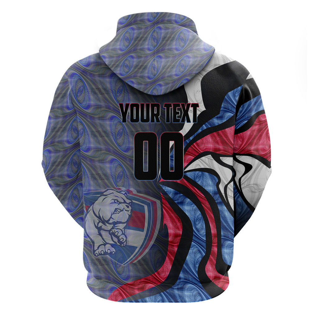Personalised Western Bulldogs Zip Hoodie Trippy Psychedelic Abstract Art Mascot Football Fans