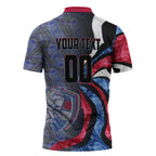 Personalised Western Bulldogs Zipper Polo Shirt Trippy Psychedelic Abstract Art Mascot Football Fans