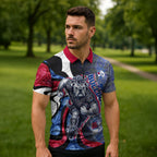 Personalised Western Bulldogs Zipper Polo Shirt Trippy Psychedelic Abstract Art Mascot Football Fans