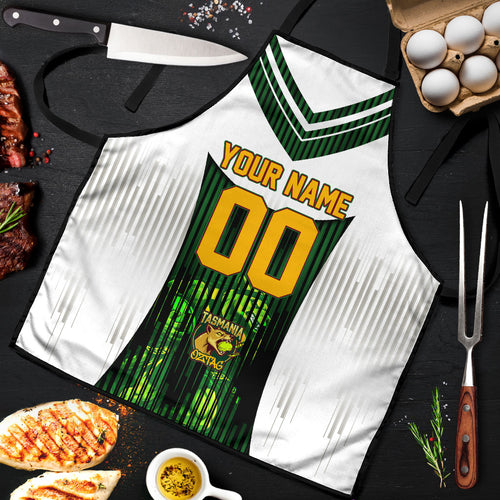 Personalised Tasmania Oztag Mascot Apron Green White Stripe Australian Flag Mascot