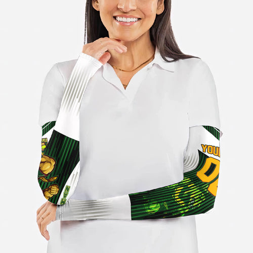 Personalised Tasmania Oztag Mascot Arm Sleeves Green White Stripe Australian Flag Mascot