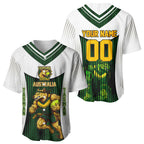 Personalised Tasmania Oztag Mascot Baseball Jersey Green White Stripe Australian Flag Mascot