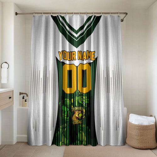 Personalised Tasmania Oztag Mascot Bathroom Set Green White Stripe Australian Flag Mascot