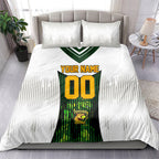 Personalised Tasmania Oztag Mascot Bedding Set Green White Stripe Australian Flag Mascot