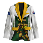 Personalised Tasmania Oztag Mascot Blazer Green White Stripe Australian Flag Mascot
