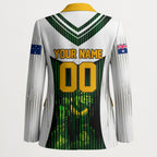 Personalised Tasmania Oztag Mascot Blazer Green White Stripe Australian Flag Mascot