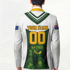 Personalised Tasmania Oztag Mascot Blazer Green White Stripe Australian Flag Mascot