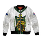 Personalised Tasmania Oztag Mascot Bomber Jacket Green White Stripe Australian Flag Mascot