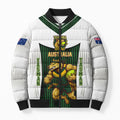 Personalised Tasmania Oztag Mascot Bomber Puffer Jacket Green White Stripe Australian Flag Mascot