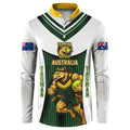 Personalised Tasmania Oztag Mascot Button Sweatshirt Green White Stripe Australian Flag Mascot