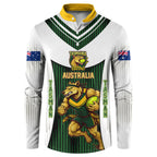 Personalised Tasmania Oztag Mascot Button Sweatshirt Green White Stripe Australian Flag Mascot