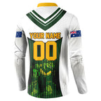 Personalised Tasmania Oztag Mascot Button Sweatshirt Green White Stripe Australian Flag Mascot