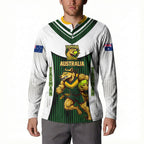 Personalised Tasmania Oztag Mascot Button Sweatshirt Green White Stripe Australian Flag Mascot