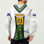 Personalised Tasmania Oztag Mascot Button Sweatshirt Green White Stripe Australian Flag Mascot