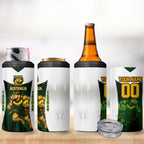 Personalised Tasmania Oztag Mascot 4 in 1 Can Cooler Tumbler Green White Stripe Australian Flag Mascot