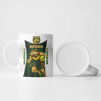Personalised Tasmania Oztag Mascot Ceramic Mug Green White Stripe Australian Flag Mascot