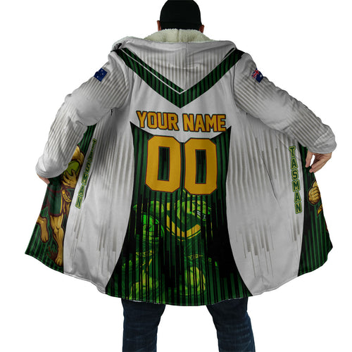 Personalised Tasmania Oztag Mascot Cloak Green White Stripe Australian Flag Mascot