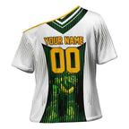 Personalised Tasmania Oztag Mascot Cross Shoulder Shirt Green White Stripe Australian Flag Mascot