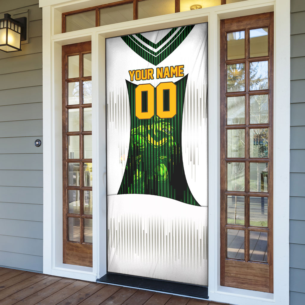 Personalised Tasmania Oztag Mascot Door Cover Green White Stripe Australian Flag Mascot