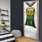 Personalised Tasmania Oztag Mascot Door Cover Green White Stripe Australian Flag Mascot