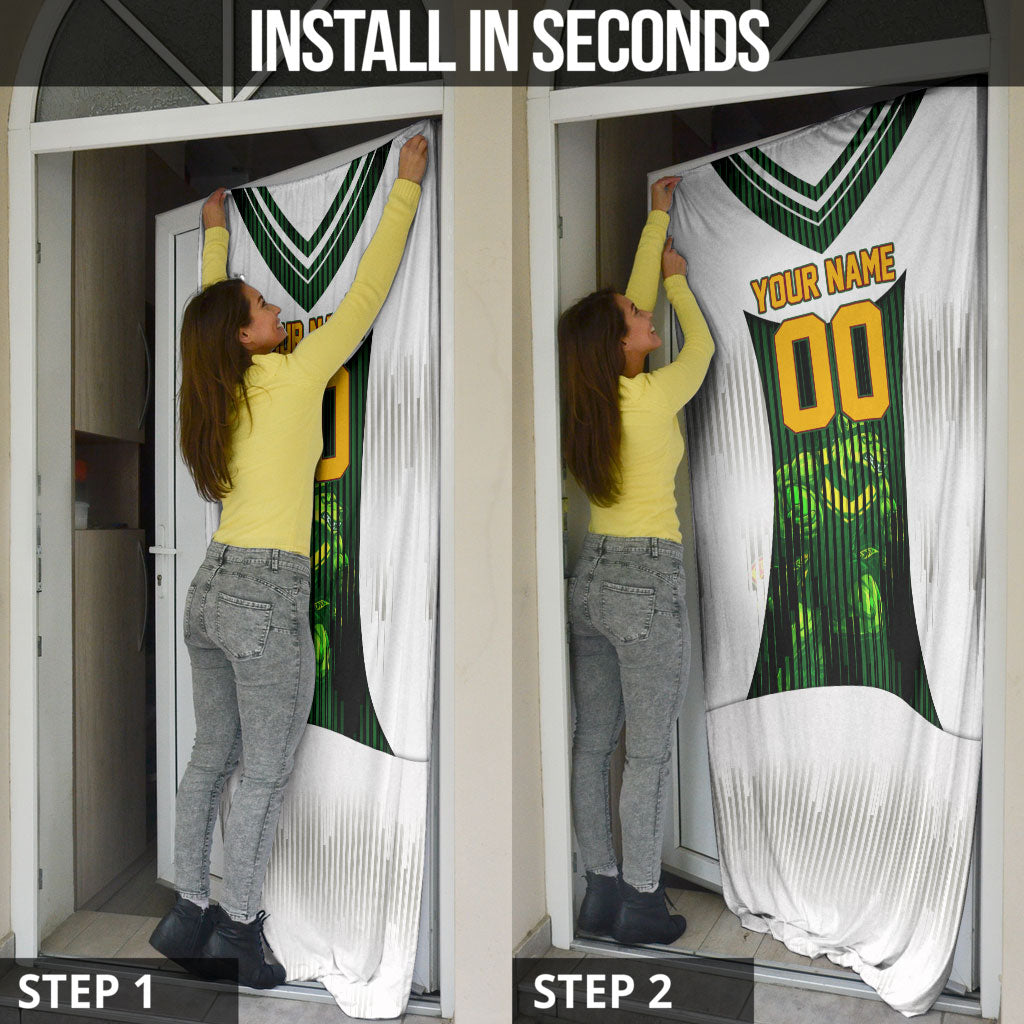 Personalised Tasmania Oztag Mascot Door Cover Green White Stripe Australian Flag Mascot