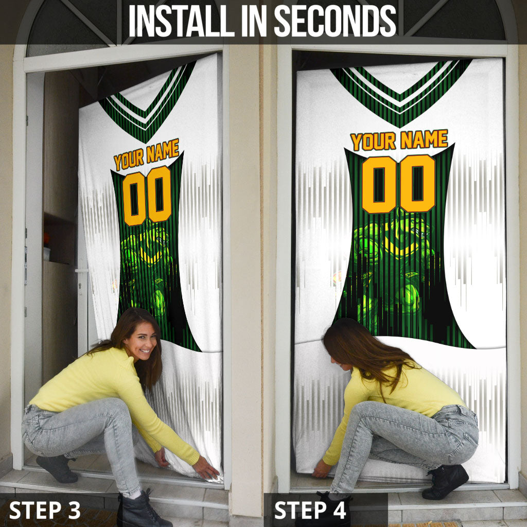 Personalised Tasmania Oztag Mascot Door Cover Green White Stripe Australian Flag Mascot