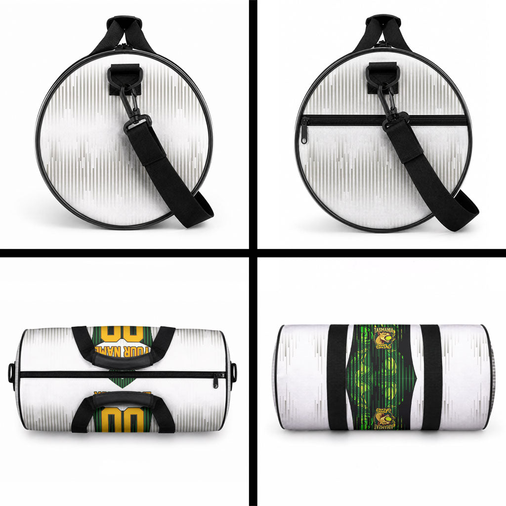 Personalised Tasmania Oztag Mascot Duffle Bag Green White Stripe Australian Flag Mascot