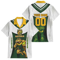 Personalised Tasmania Oztag Mascot Family Matching Puletasi and Hawaiian Shirt Green White Stripe Australian Flag Mascot