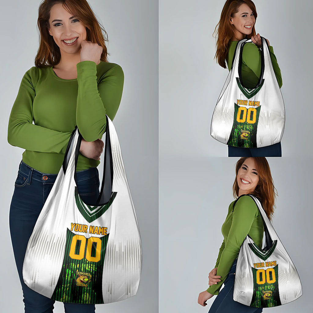Personalised Tasmania Oztag Mascot Grocery Bag Green White Stripe Australian Flag Mascot